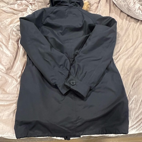 Sandro faux fur parka navy sz medium - Picture 3 of 7